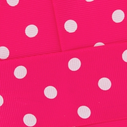 Shocking Pink w/ White Dots Grosgrain Ribbon HBC