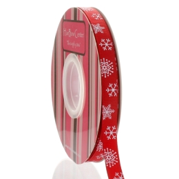 3/8" Red Snowflake Grosgrain Ribbon