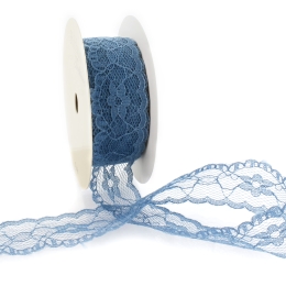 Vintage Blue 1" Vintage Scalloped Edge Lace Ribbon Trim