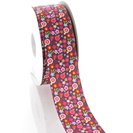 1.5" Amethyst Floral Grosgrain Ribbon