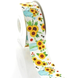 1.5" Farmhouse Sunflowers Grosgrain Ribbon