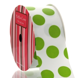 1.5" Large Apple Green Dot Grosgrain Ribbon