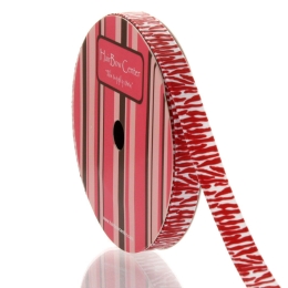 3/8" White/Red Zebra Grosgrain Ribbon