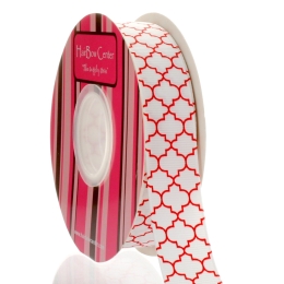 7/8" Red Quatrefoil Grosgrain Ribbon