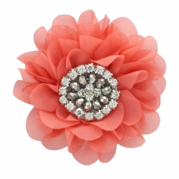 3.5" Jewel Chiffon Petals Hair Flower