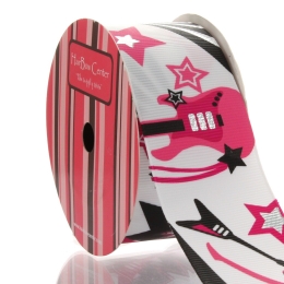 1.5" Rock Star Silver Foil Grosgrain Ribbon