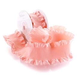 Pink Blush Satin Double Ruffle Ribbon