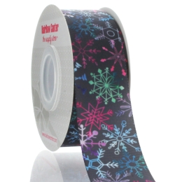 1.5" Watercolor Snowflakes Grosgrain Ribbon