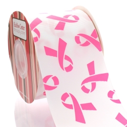 3" Pink Cancer Awareness Grosgrain Ribbon