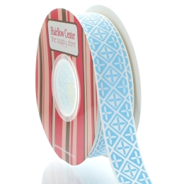 7/8" Blue Mist Folk Diamond Grosgrain Ribbon