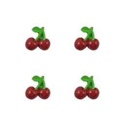 (4 pcs) Red Cherry Flatback Resin Craft Embellishment