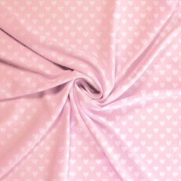 Light Pink White Hearts Bullet Fabric