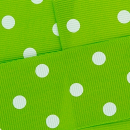 Apple Green w/ White Dots Grosgrain Ribbon HBC