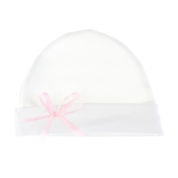 Fold-Up Cotton Beanie Hat w/ Bow