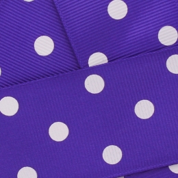 Regal Purple w/ White Dots Grosgrain Ribbon HBC