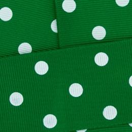 Emerald Green w/ White Dots Grosgrain Ribbon HBC