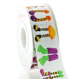 1.5" Halloween Witch Feet Grosgrain Ribbon