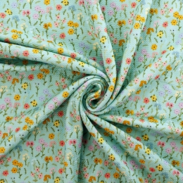 Aqua Wildflower Mix Floral Bullet Fabric