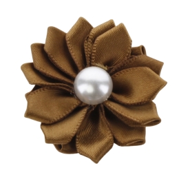 1.5" Satin Ribbon Flowers with Pearl 10-Pack