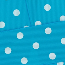 Turquoise w/ White Dots Grosgrain Ribbon HBC