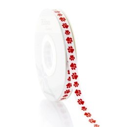 3/8" Red Paw Grosgrain Ribbon