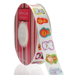 7/8" Zoo Animal Stickers Grosgrain Ribbon