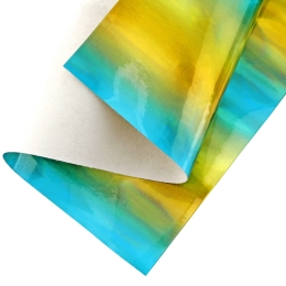 High Gloss Mirror Jelly Felt Sheets Ombre Holographic Aqua-Yellow