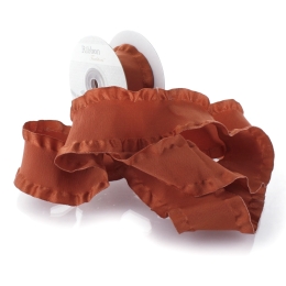 Rust Orange Satin Double Ruffle Ribbon