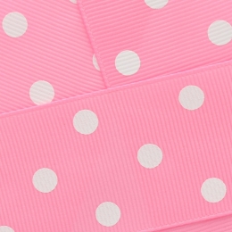 3/8" White Dots Grosgrain Ribbon